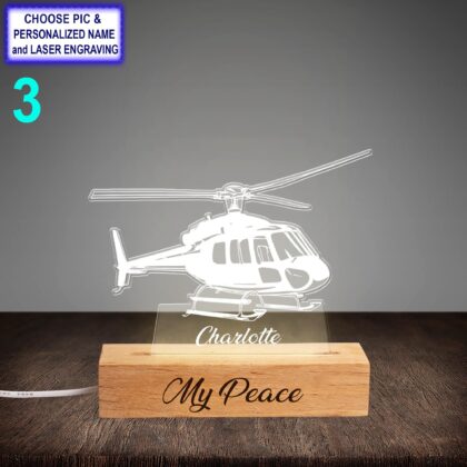 Personalized Helicopter Acrylic Night Light with Name Engraving - Image 3