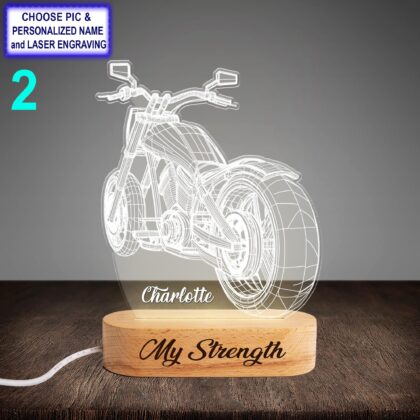 Alternative view of Personalized Motorcycle Acrylic Night Light with Name Engraving