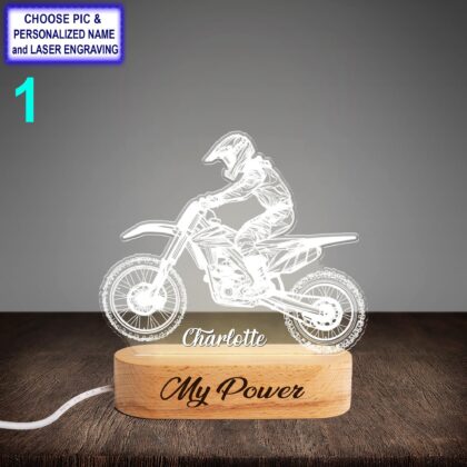 Personalized Dirt Bike Acrylic Night Light with Name Engraving