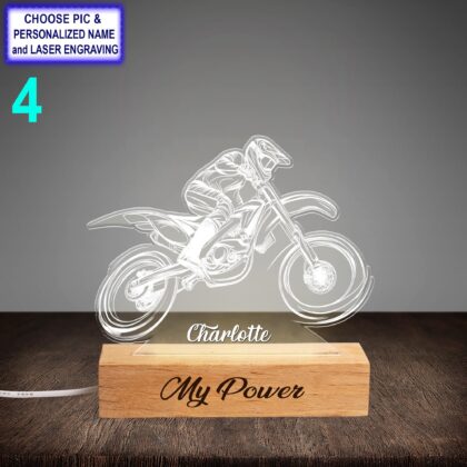 Personalized Dirt Bike Acrylic Night Light with Name Engraving - Image 4