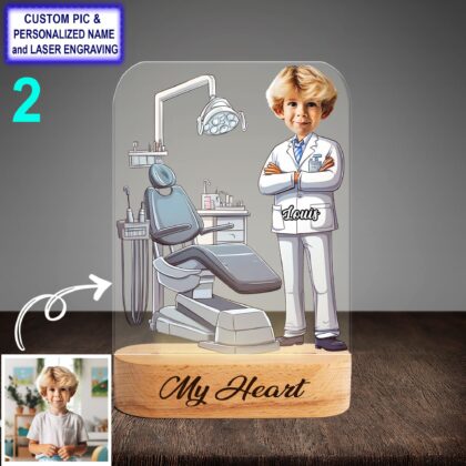 Alternative view of Funny Personalized Dentist Night Light – Custom Engraved LED Lamp