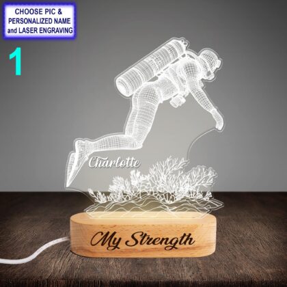 Personalized Diver Acrylic Night Light with Name Engraving