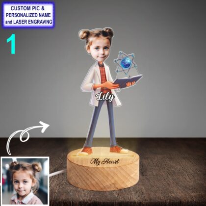 Funny Custom Scientist Night Light – Personalized Physicist Lamp