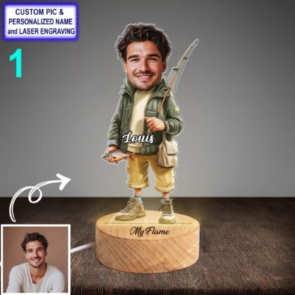 Funny Custom Fishing Night Light – Personalized Fisherman Lamp