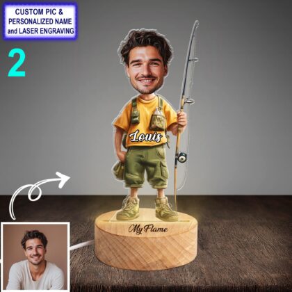 Alternative view of Funny Custom Fishing Night Light – Personalized Fisherman Lamp