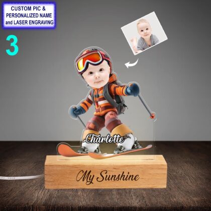 Funny Custom Skiing Night Light – Personalized Winter Sports Lamp - Image 3