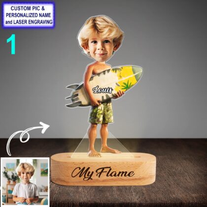 Funny Custom Surfer Night Light – Personalized LED Beach Lamp