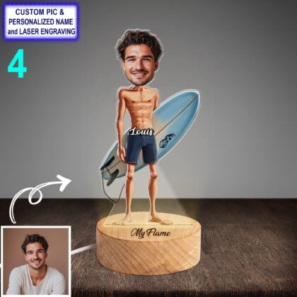 Funny Custom Surfer Night Light – Personalized LED Beach Lamp - Image 4