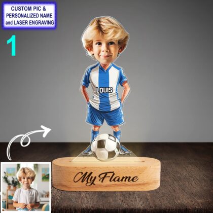 Funny Custom Soccer Night Light – Personalized Football Player LED Lamp