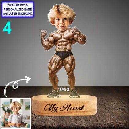 Personalized Bodybuilder Night Light – Custom Name Engraved LED Lamp - Image 4