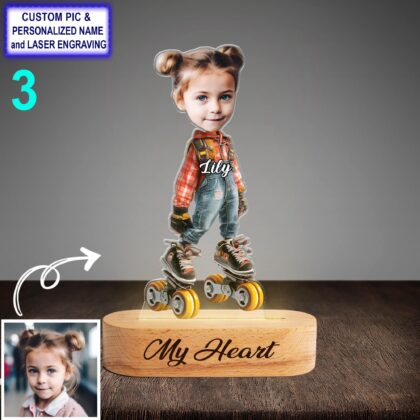 Personalized Roller Skate Night Light – Custom Name Engraved LED Lamp - Image 3