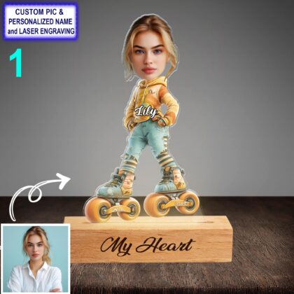 Personalized Roller Skate Night Light – Custom Name Engraved LED Lamp