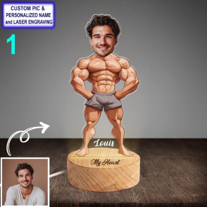 Funny Custom Gym Night Light – Personalized Bodybuilder Lamp