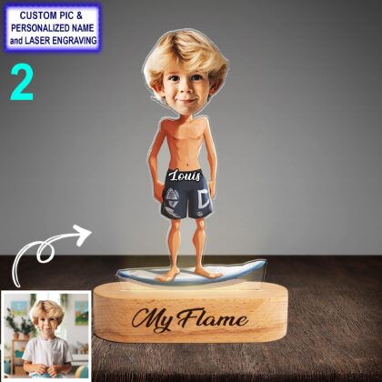 Alternative view of Funny Custom Surfer Night Light – Personalized LED Beach Lamp