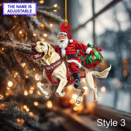 Santa Riding Labrador Retriever Christmas Ornament – Funny Dog Lover Tree Hanging Decoration - Image 3
