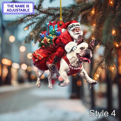 Santa Riding French Bulldog Christmas Ornament – Funny Dog Lover Tree Hanging Decoration - Image 4
