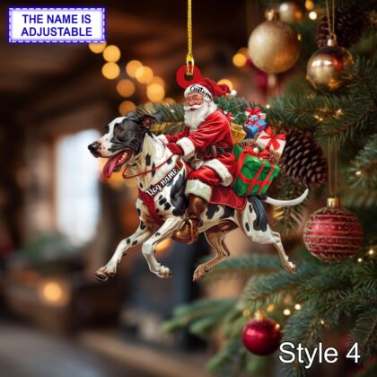 Santa Riding Dalmatian Christmas Ornament – Funny Dog Lover Tree Hanging Decoration - Image 4
