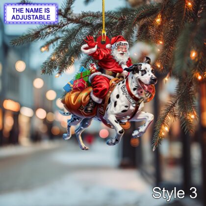 Santa Riding Dalmatian Christmas Ornament – Funny Dog Lover Tree Hanging Decoration - Image 3