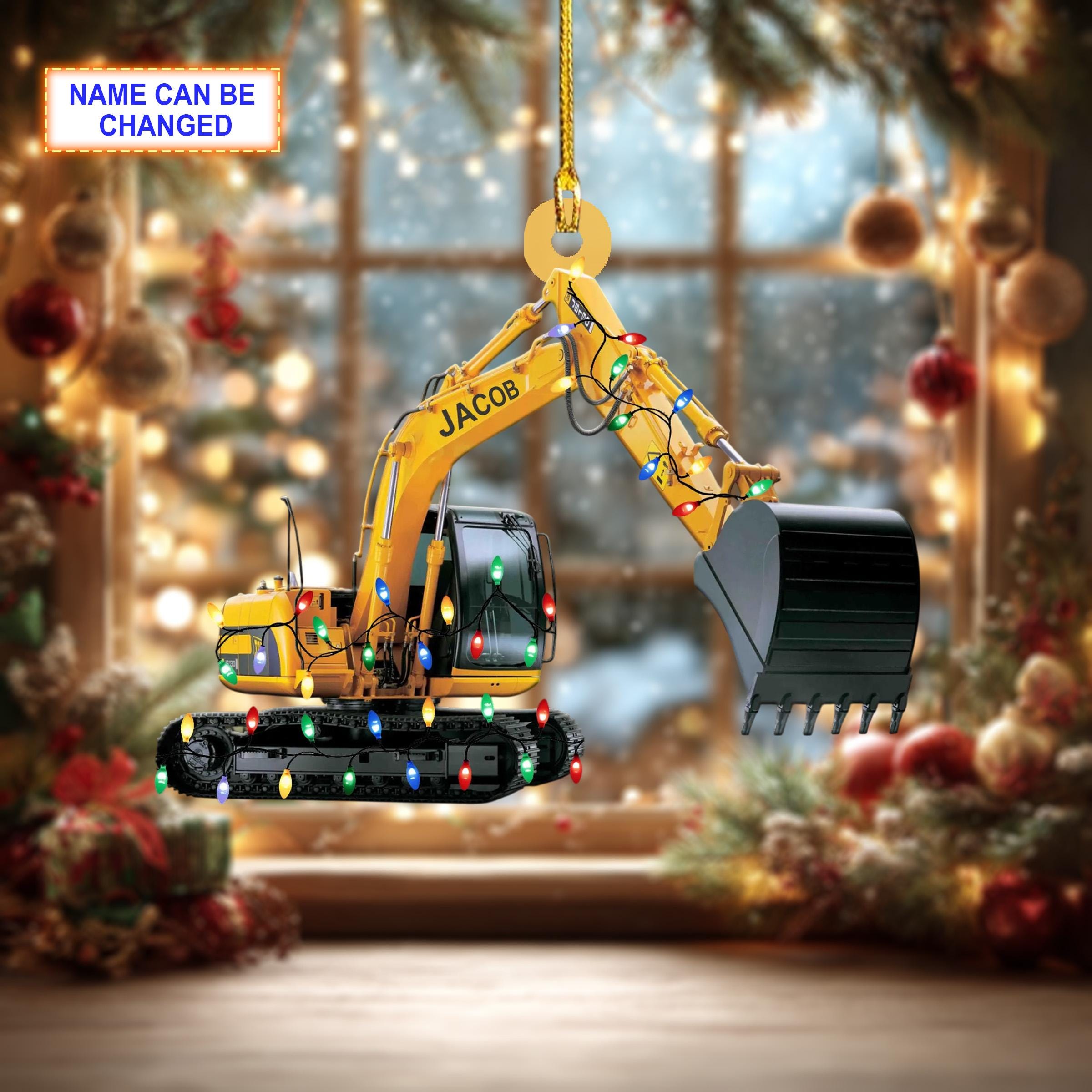 Custom Name Excavator Led Light V1 Christmas Ornament Vehicle - Image 2