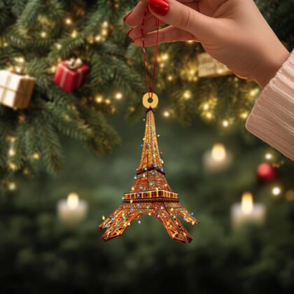 Eiffel Tower Personalized Ornament – Tree Hanging Decor Christmas Ornament Flat 2D Ornament Acrylic / Wooden - Image 2