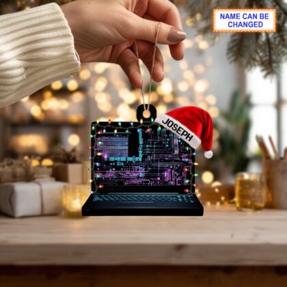 Custom Name Computer Programmer Laptop Code Personalized Ornament - Image 4