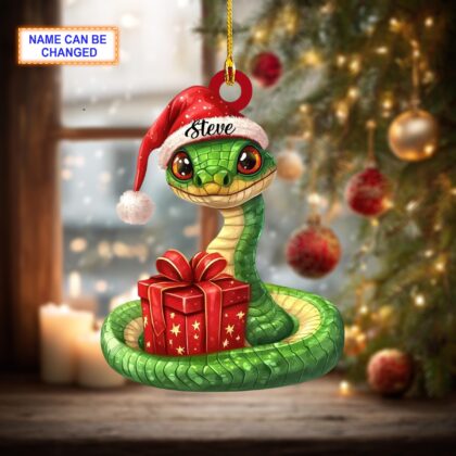Custom Name Cute Snake Christmas Personalized Ornament – Christmas Tree Hanging Decor - Image 4