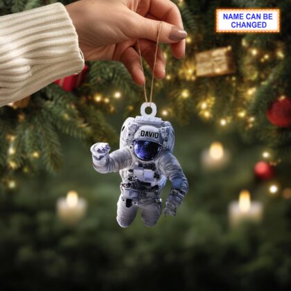 Alternative view of Custom Name Astronaut Outer Space Personalized Ornament