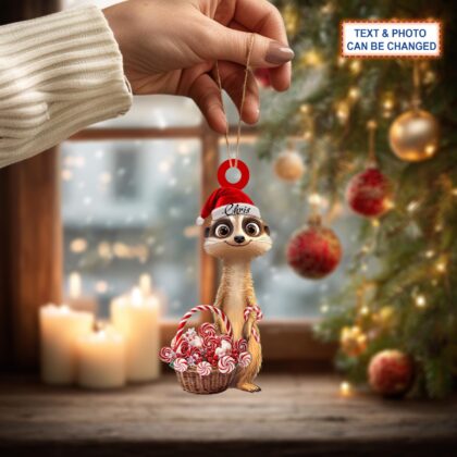 Custom Name Meerkat Smile Christmas Candy Personalized Ornament - Image 3
