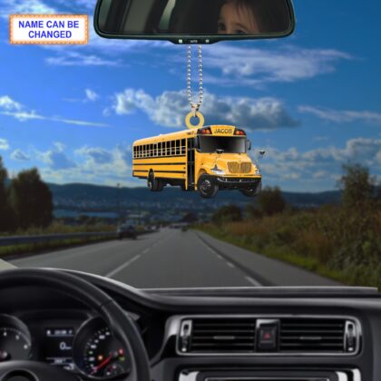 Custom Name School Bus Christmas Ornament Vehicle – Christmas Tree Hanging Decor - Image 3