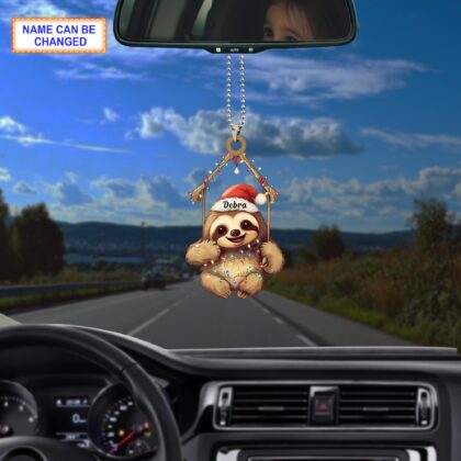 Custom Name Sloth Christmas Light Hanging Christmas Ornament - Image 3