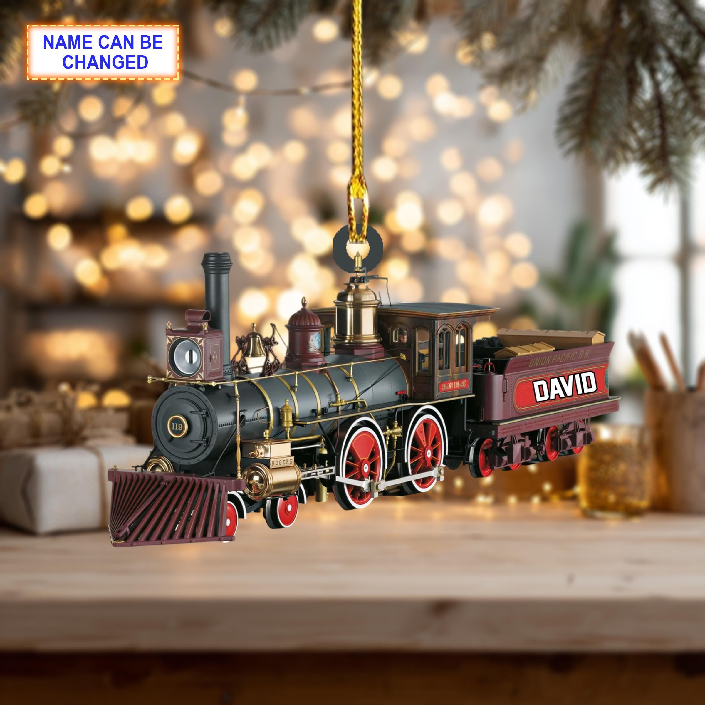 Custom Name Railroader Train Personalized Christmas Ornament - Image 4