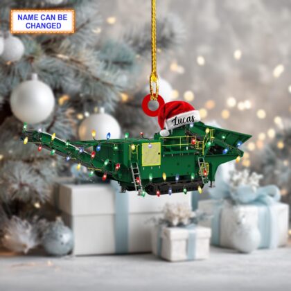 Custom Name Rock Crusher With Santa Hat and Christmas Lights Ornament - Image 4