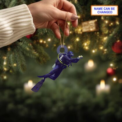 Custom Name Scuba Diver Christmas Ornament – Christmas Tree Hanging Decor - Image 3