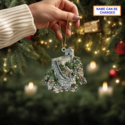 Custom Name Great Wall of China With Christmas Lights Personalized Ornament - Image 3