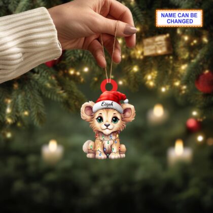 Custom Name Cute Lion Xmas Personalized Ornament – Christmas Tree Hanging Decor - Image 4