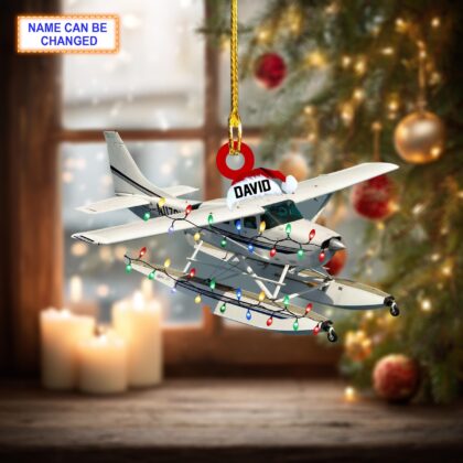 Alternative view of Custom Name Seaplane Personalized Ornament – Christmas Tree Hanging Decor