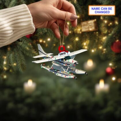Custom Name Seaplane Personalized Ornament – Christmas Tree Hanging Decor - Image 3