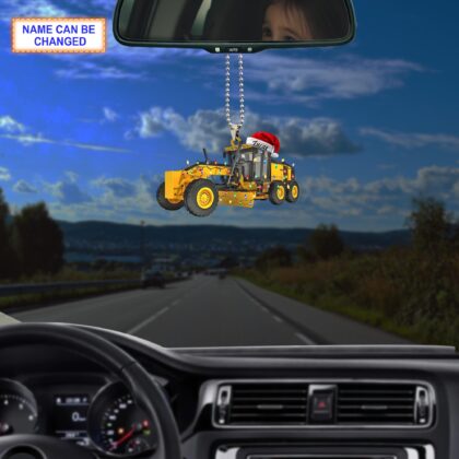 Custom Name Motor Grader With Santa Hat and Christmas Lights Ornament - Image 4