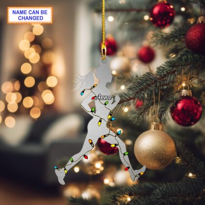 Custom Name Runner Girl Personalized Ornament – Christmas Tree Hanging Decor - Image 4