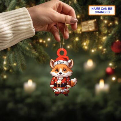 Alternative view of Custom Name Cute Fox Xmas Personalized Ornament – Christmas Tree Hanging Decor
