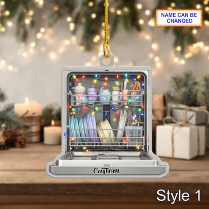 Personalized Dishwasher Christmas Ornament – Funny Xmas Tree Hanging Decor