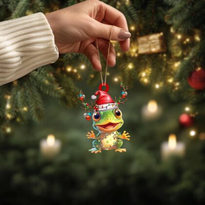 Frog With Christmas Hat Christmas Ornament – Christmas Tree Hanging Decor - Image 4