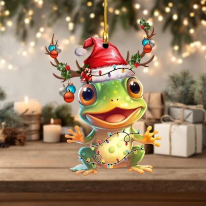 Frog With Christmas Hat Christmas Ornament – Christmas Tree Hanging Decor - Image 2
