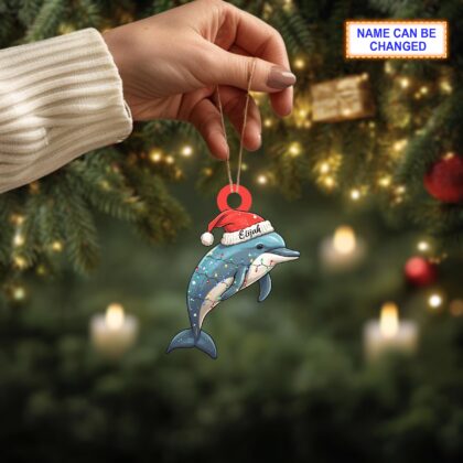 Custom Name Cute Dolphin Xmas Personalized Ornament – Christmas Tree Hanging Decor - Image 4