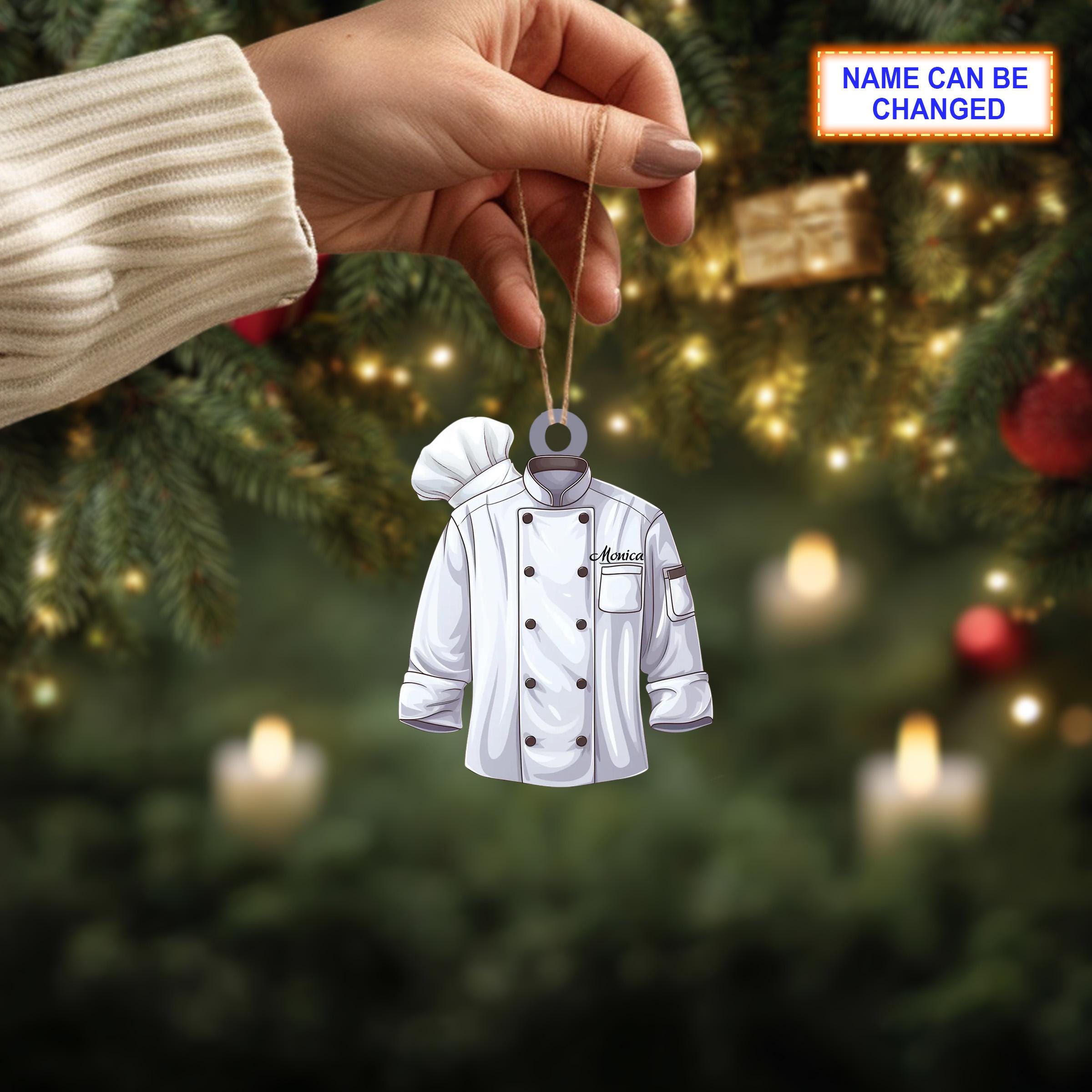 Custom Name Chef White Uniform Personalized Ornament – Christmas Tree Hanging Decor - Image 4