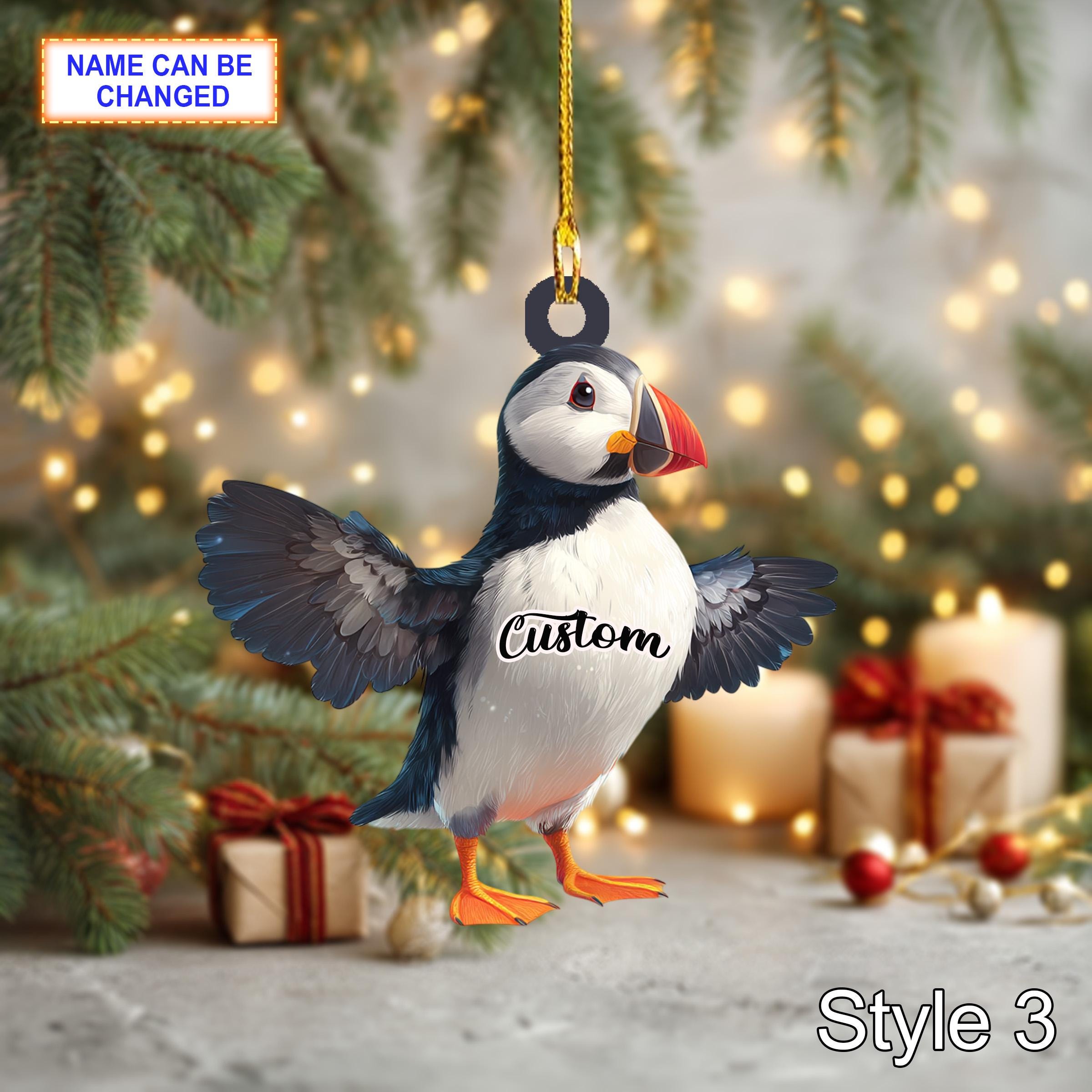 Puffin Wooden Christmas Ornament – Eco Friendly Tree Hanging Bauble Decoration - Image 5