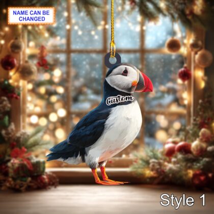 Puffin Wooden Christmas Ornament – Eco Friendly Tree Hanging Bauble Decoration