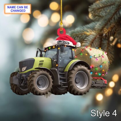 Farmer Tractor Baler Christmas Ornament – Rustic Farm Tree Hanging Decoration - Image 6