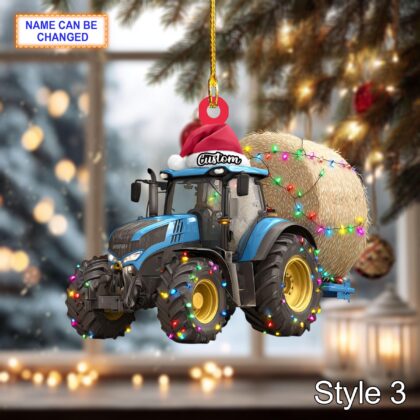 Farmer Tractor Baler Christmas Ornament – Rustic Farm Tree Hanging Decoration - Image 5
