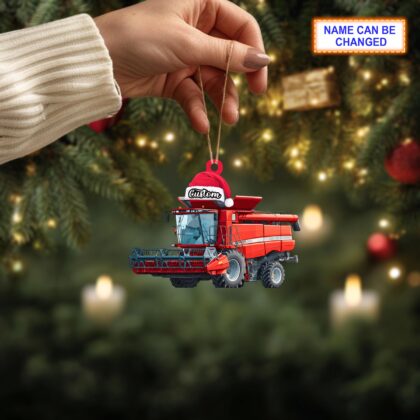 Farmer Combine Harvester acrylic 2D flat Christmas ornament - Image 2